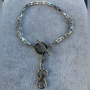 New Stainless Steel Silver Infinity Pendant Necklace 19cm Long